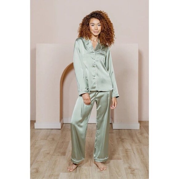 Revelry Other - Revelry  Daybreak Satin Sleep Pants Sage Green Silky Women’s Small